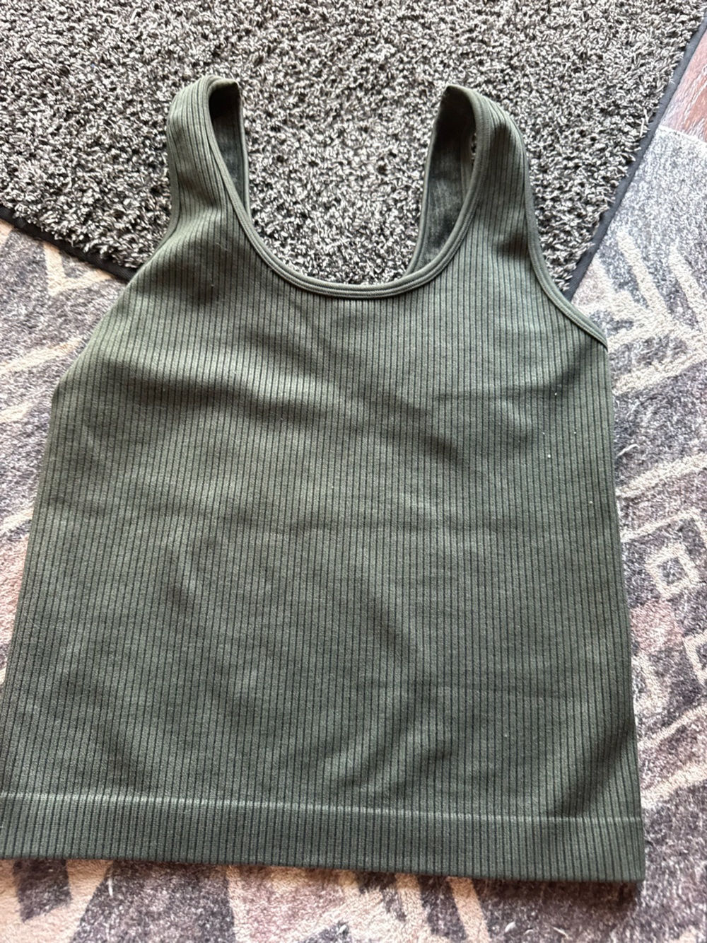 a new day Olive Green Ribbed Tank Top